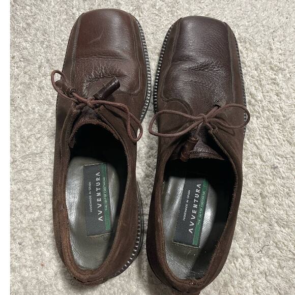 Avventura Derby Loafers Square Toe 9 M Suede Lace Up Shoes Brown Handmade Spain - Picture 8 of 14